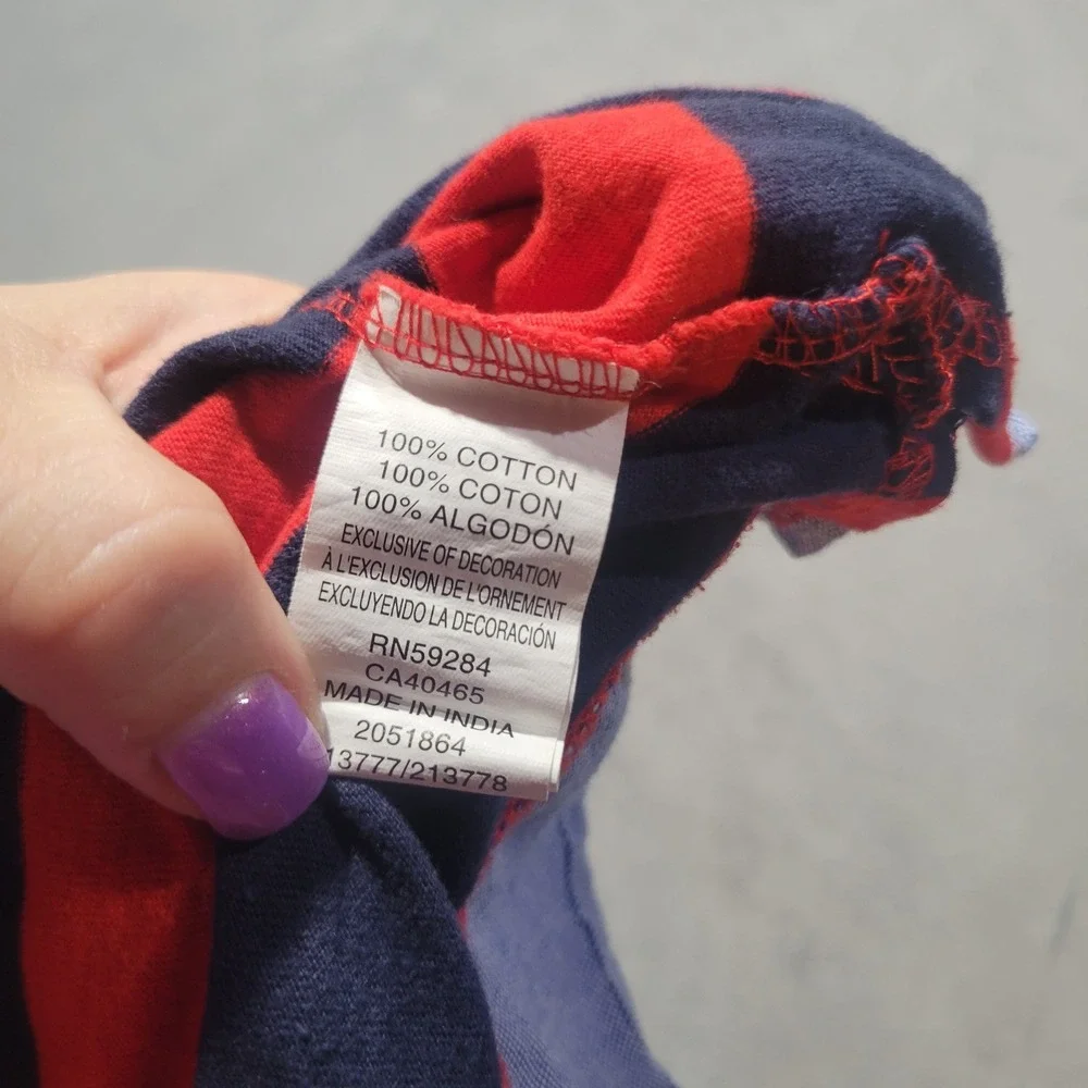 The Children's Place Rugby‎ Polo Boys 12-18M Red Navy Striped Long Sleeve Preppy